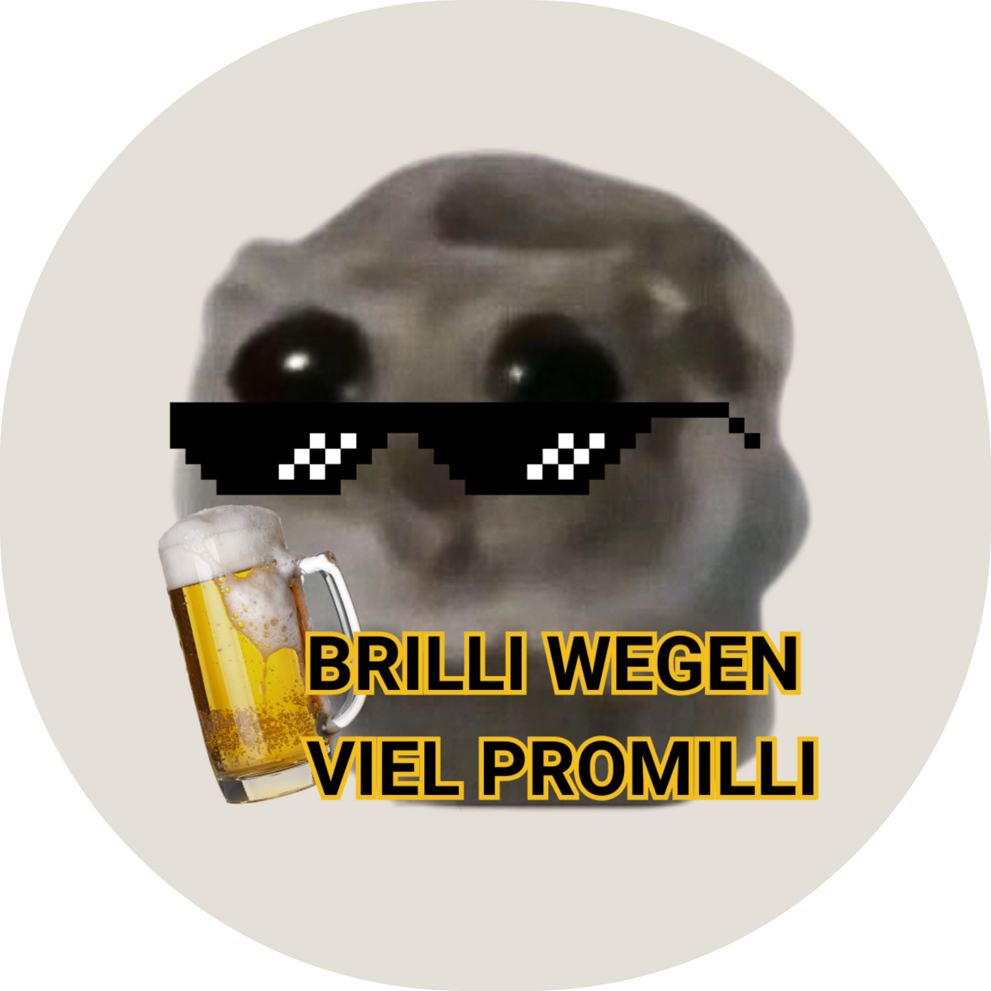 Outdoor Sticker rund - Hamster Brilli wegen viel Promilli