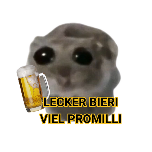 Outdoor Bier Sticker rund - Hamster Lecker Bieri viel Promilli